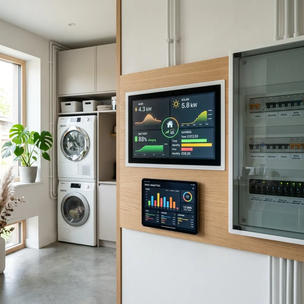 Akıllı enerji izleme paneli ve elektrik tüketimi analiz ekranı